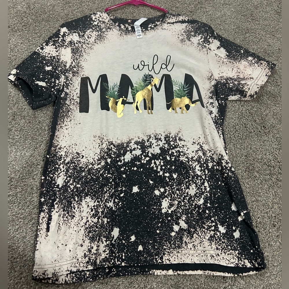 Wild Mama spot bleached Tshirt. Used for “Wild One” themed 1st birthday.